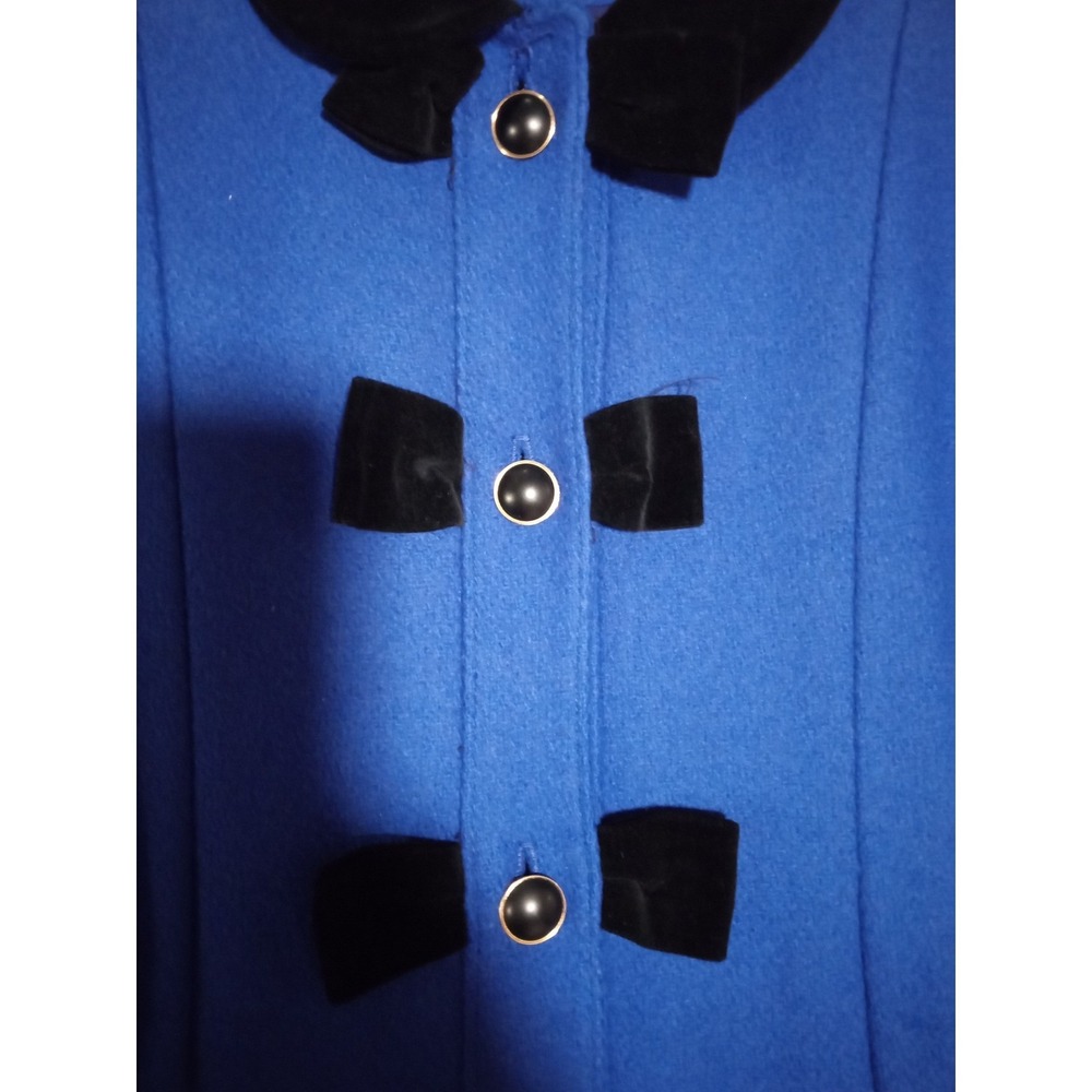 Vintage Young Gallery Blue Wool Coat with Velvet Bows and Matching Hat Kids sz 6 - Picture 9 of 12